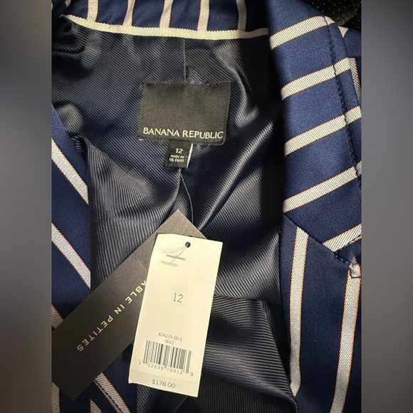 Banana Republic Navy and White Striped Double-Breasted Blazer - Picture 9 of 9